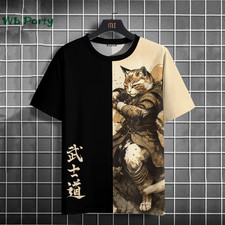 Japanese Samurai Cat Graphic T