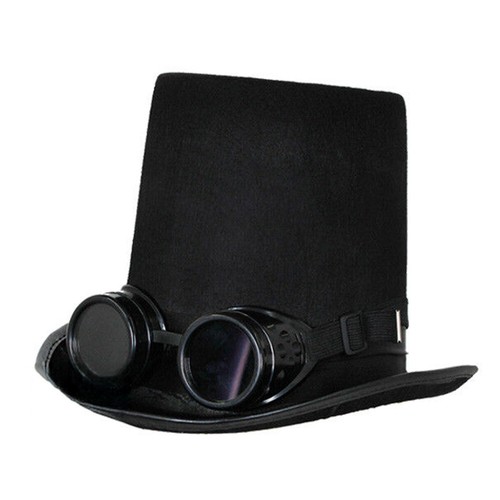 Steampunk top hat and - top, black