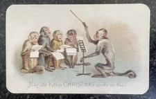 Victorian Greetings Card 1890s. Monkey Band