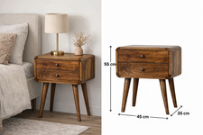 Bedside Table 2 Drawer Solid