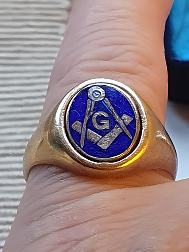 9ct gold mason masonic swivel - gold,
