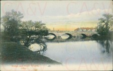 Bridge And river Wharfe Otley 1906 Burley Wharfedale Postmark William Walker 
