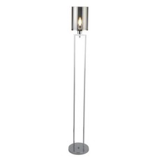 Modern Floor Lamp Smoked Glass Shade Chrome Frame AGNI BNIB Standard