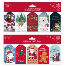 Christmas Luxury Gift Tags with String Ties Set Of 40 - Choose Design