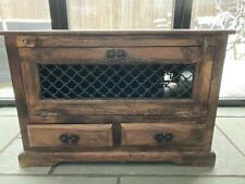 Cabinet TV Stand Solid Sheesham Wood Rustic Metal Lattice HEAVY! SOLIHULL