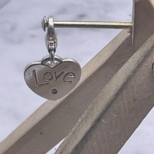 Thomas Sabo Rare Sterling Silver 925 “Love” Heart Charm With diamanté