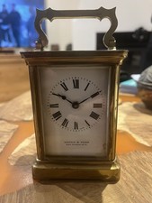VINTAGE HEAVY ENGLISH CARRIAGE CLOCK RETAILED BY MAPPIN & WEBB With KEY