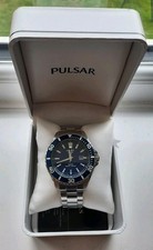 Boxed PULSAR SOLAR - ocean wave blue dial AS32-X003 stainless Steel divers watch