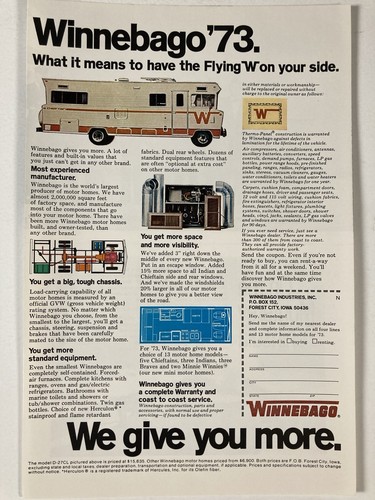 1973 winnebag motor home - motor, print