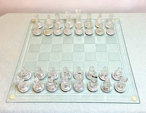 Glass chess set with - chess,