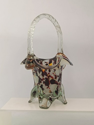 Vintage murano glass basket - vintage,