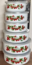 6 Vintage Enamel Strawberry