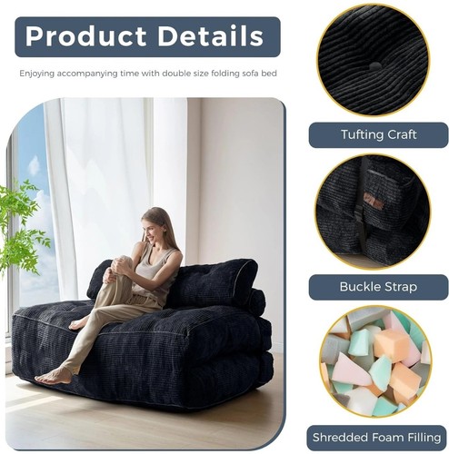 Folding sofa bed - bed, black