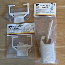W4 Mini Loo Brush & Holder & 2 x Toilet Roll Holder Beige Caravan & Motorhome