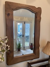 Large Rustic  Wooden Framed wall mirror with arched bevelled edge plate glass