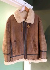 Vintage Mens Sheepskin Aviator Flying Jacket  - Large