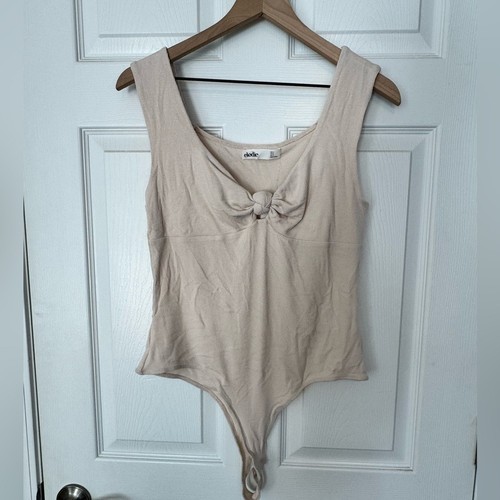 Elodie bodysuit beige ribbed - beige,