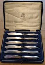 Antique Walker & Hall Art Deco  Solid Silver Handle Afternoon Tea Knives