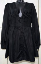 PLT Women's Little Black Dress Size UK 8 Long Puff Sleeve
