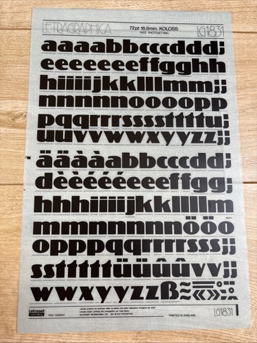 Letraset rub dry - on, transfer