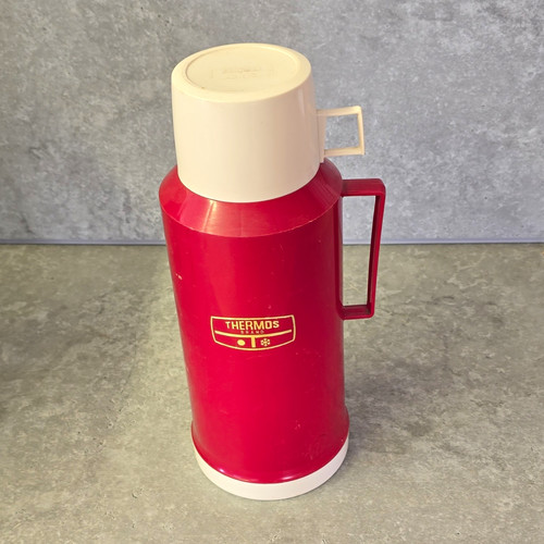 Vintage thermos flask red 8 - flask,
