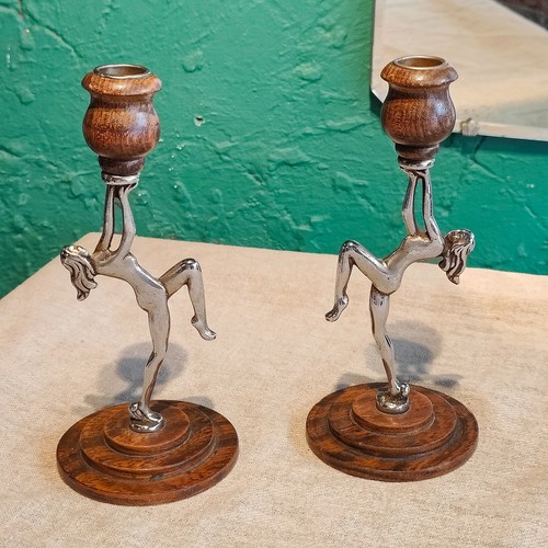 Pair vintage art deco - art, lady