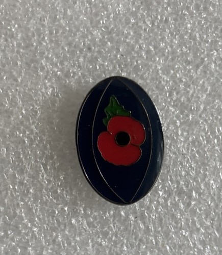 Blue rugby ball with poppy - rugby,