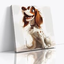 Cute Funny Springer Spaniel Dog Square Canvas Print Picture Wall Art Poster