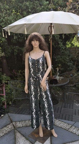 Aqua snake print jumpsuit - print,