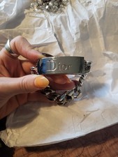 Vintage Dior Makeup Bracelet Silver Tone Chain Link Lipgloss Charm