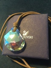 Genuine Swarovski Large Blue Azore Galet Crystal Pendant Necklace, Boxed