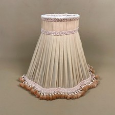 Antique Lamp Shade Lampshade Pink Silk Lightshade Tassel Fringe Vintage Pleated