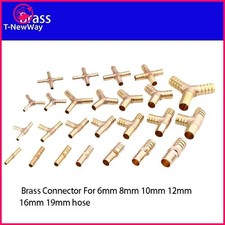 Brass Reducer Hose Joiner Barb Splitter Pipe Connector Air Fuel Water Gas Tubing