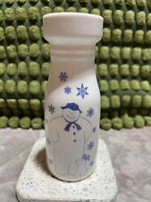 The Snowman & The Snowdog 2017 White Ceramic Milk Drink Bottle Rare VGC