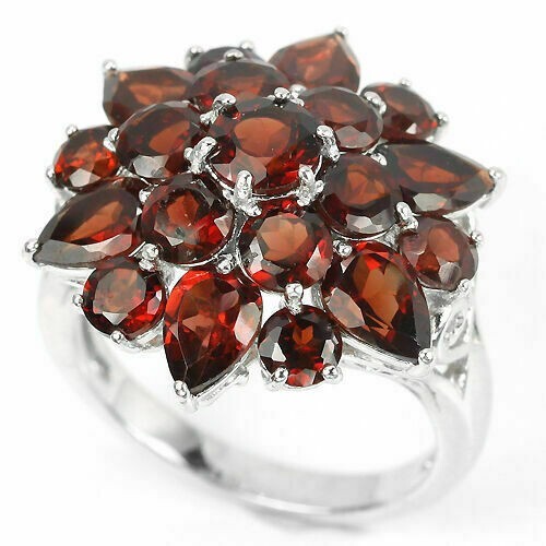 Silver ring garnet natural - garnet,