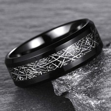 Mens Black Tungsten Meteorite