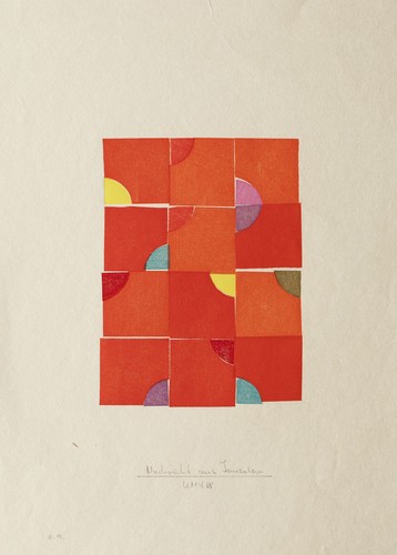 Color woodblock print red - print,