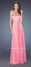 NWT La Femme Fashion Rhinestone Strapless Gown Prom Dress Formal Sherbet 8 $398