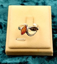 Baltic Amber Ring-Green-925