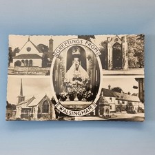 Walsingham Postcard C1950 Real Photo Norfolk Shrine Views & Exterior Of Church