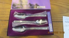Vintage Boxed Set Of 6 Viners Stainless Steel Executive Suite Grapefruit Spoons