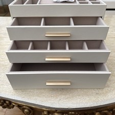 SONGMICS Jewellery Box with Glass Lid, 4-Tier Jewellery Organiser, 3 Drawers, 