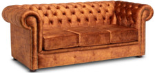 Chesterfield Three Seater Sofa Vintage Rust Velvet 