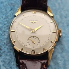 Vintage 14k Solid Gold Longines Hand-Winding Men's Wristwatch Cal 22L Midsize 