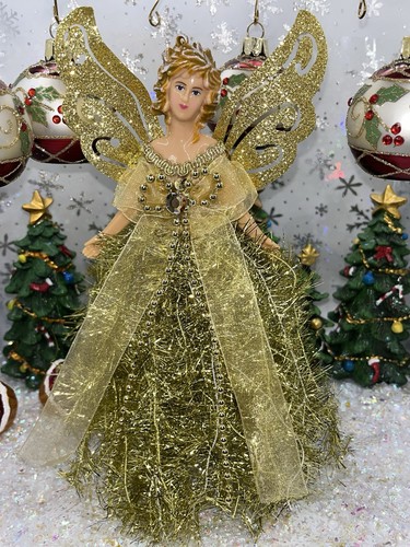 Gold tinsel fairy angel - gold,