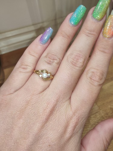 Gold pearl ring - pearl,