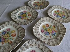 6x Vtg Coronet Ware Tapestry English Sampler Side Plates Parrott & Co Burslem 