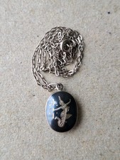 Vintage Siam Silver Pendant Chain Necklace