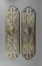 FINE PAIR OF ANTIQUE 19TH CENTURY CAST BRASS DOOR FINGER PLATES