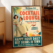 Cocktail Lounge Vintage A4 Art